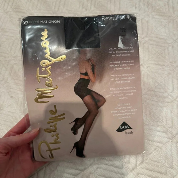 NEW Black Control Top Semi Sheer Nylons, Philippe  Matignon, 3M - Picture 1 of 3